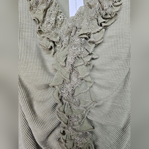 Olive Green By Anthropologie Ruffled Lace Frilly Cardigan Top XXS - Picture 6 of 9